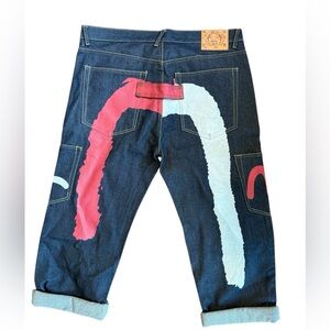 Evisu Painted Seagull Jeans Size 42 Rare Y2K Japanese Streetwear Denim